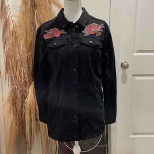 LuLaRoe Black Floral Embroider Jaxon Jacket